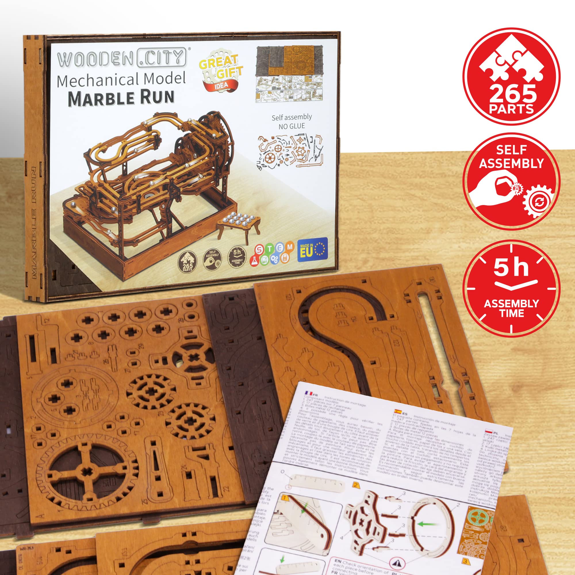 Amazon | WOODEN.CITY 木製マーブルランキット - 大人のためのマーブル